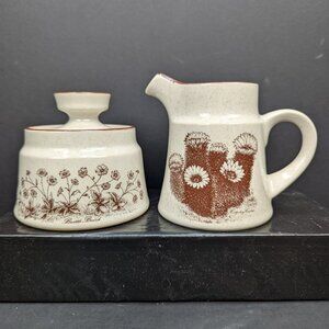 Noritake Stoneware Desert Flowers 8341 Cream and Sugar Set Made in Japan